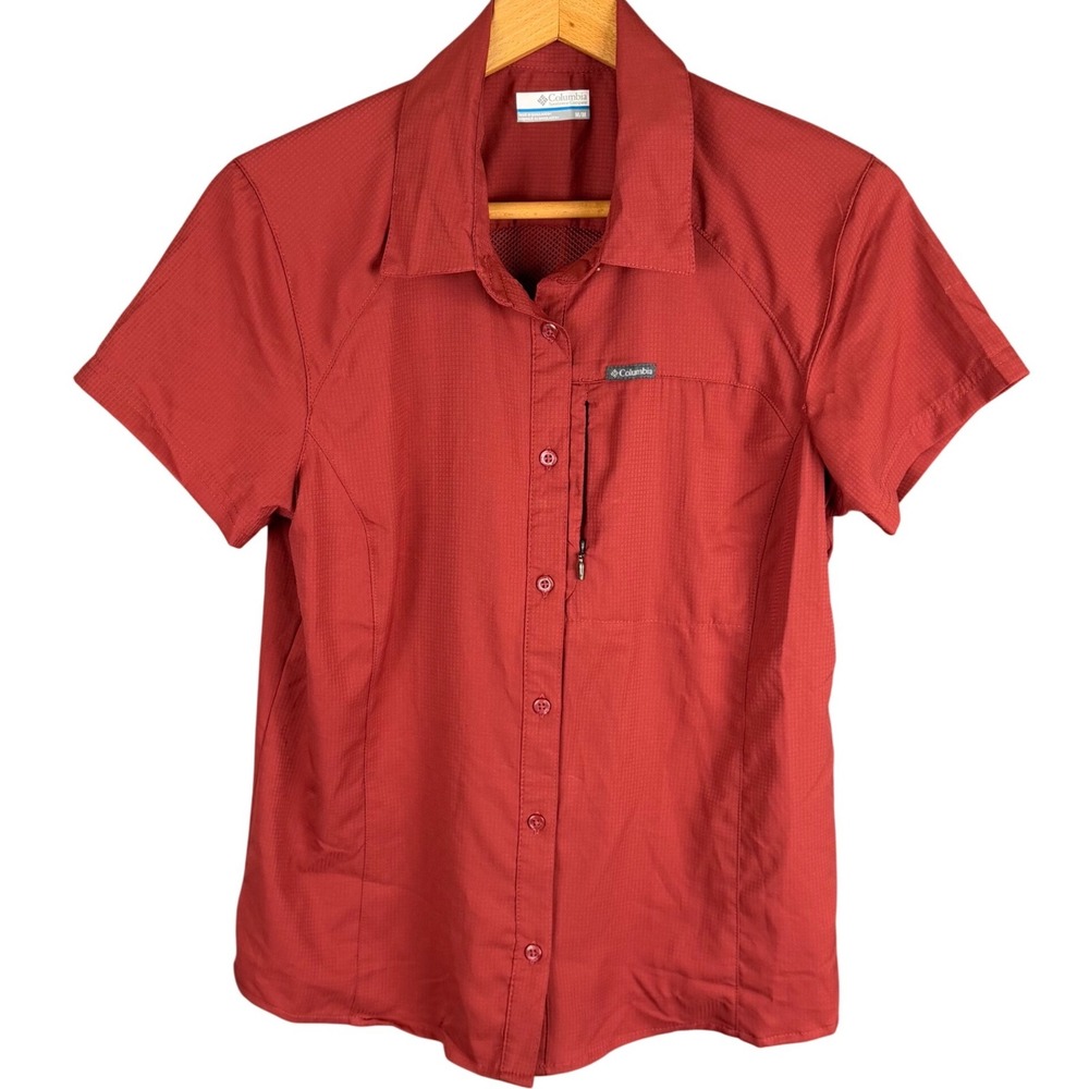 Columbia Silver Ridge Short Sleeve Hiking Shirt Red Womens Medium PFG Style